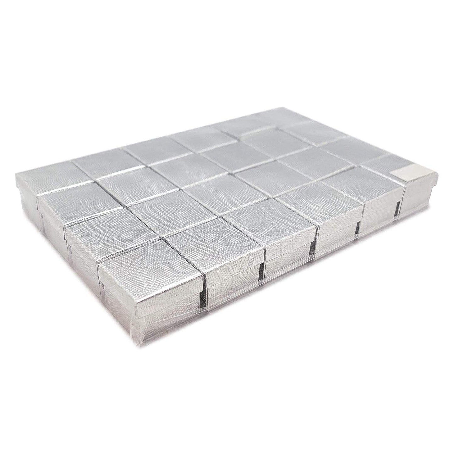 1 3/4" x 1 3/4" Silver Cardboard Jewelry Box with Black Velvet Insert