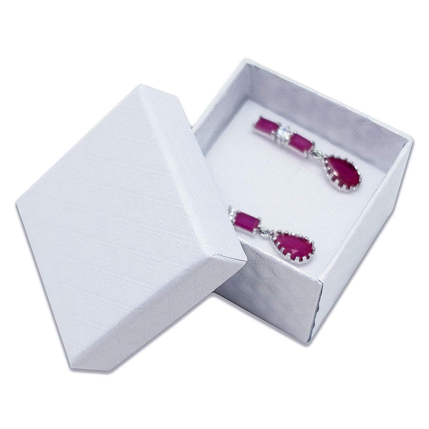 1 3/4" x 1 3/4" White Diamond Pattern Cardboard Jewelry Box