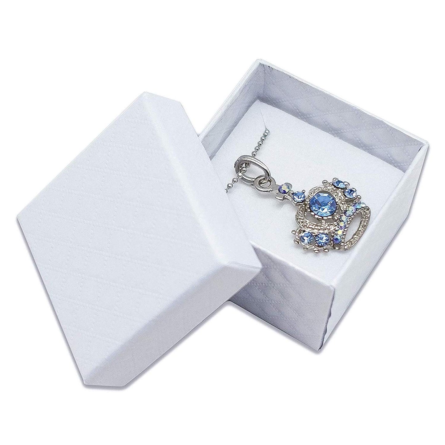 1 3/4" x 1 3/4" White Diamond Pattern Cardboard Jewelry Box