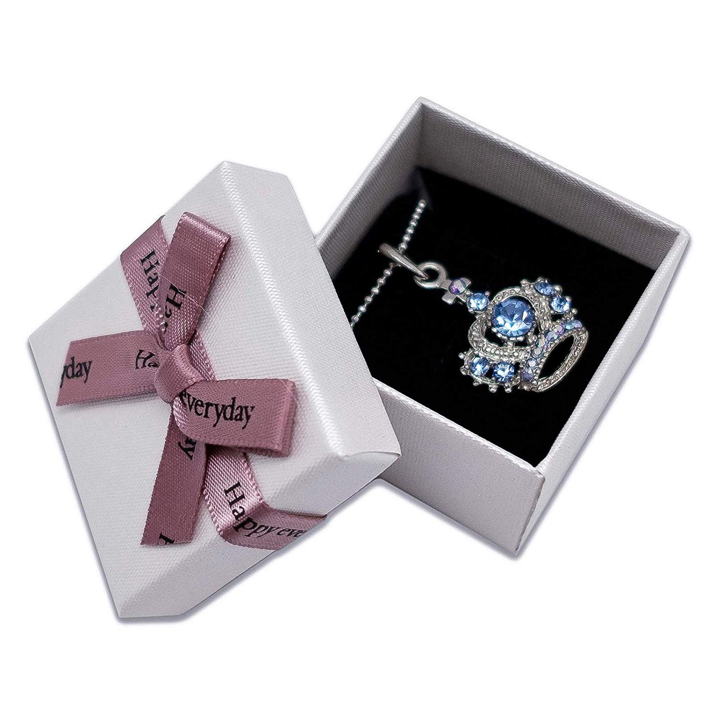 1 3/4" x 1 3/4" White Linen Paper Cardboard Ribbon Bow Jewelry Box