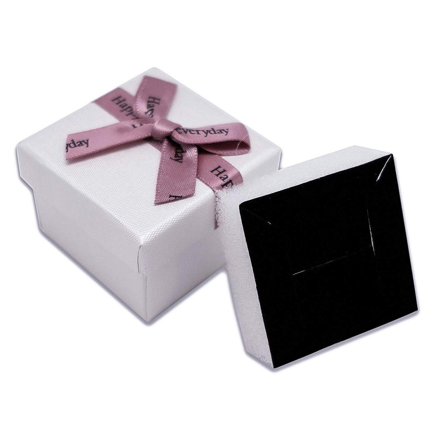 1 3/4" x 1 3/4" White Linen Paper Cardboard Ribbon Bow Jewelry Box