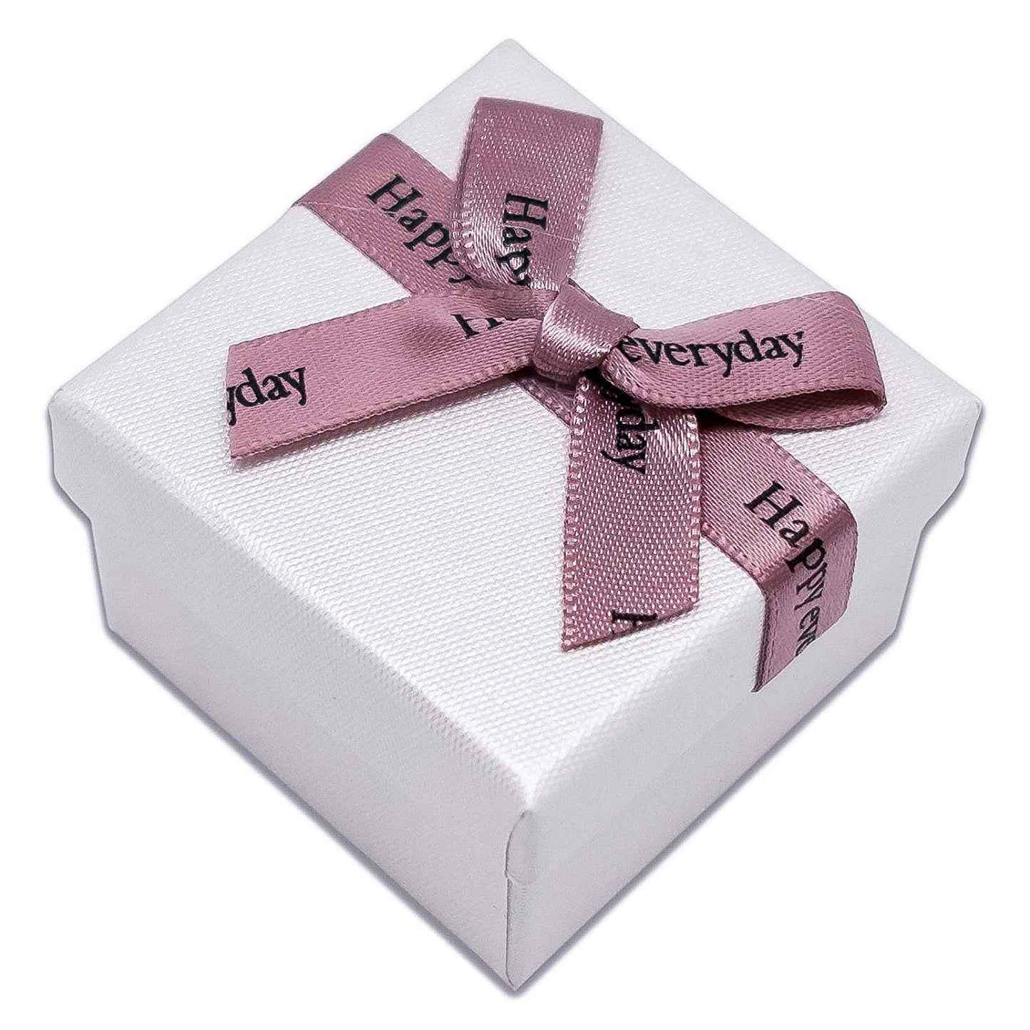 1 3/4" x 1 3/4" White Linen Paper Cardboard Ribbon Bow Jewelry Box