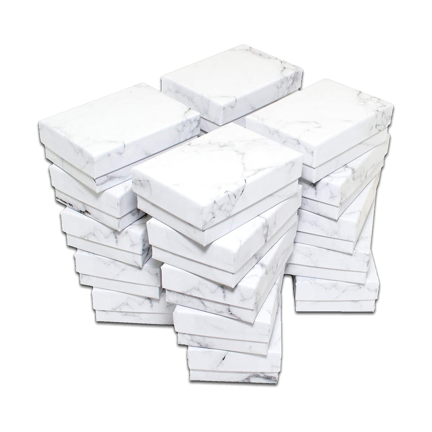 1 15/16" x 1 1/4" x 11/16" Marble White Cotton Filled Paper Box