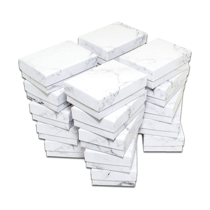1 15/16" x 1 1/4" x 11/16" Marble White Cotton Filled Paper Box