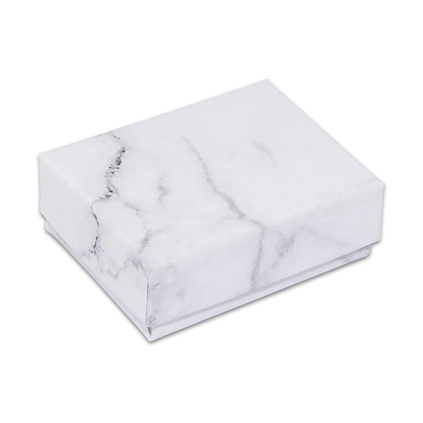1 15/16" x 1 1/4" x 11/16" Marble White Cotton Filled Paper Box
