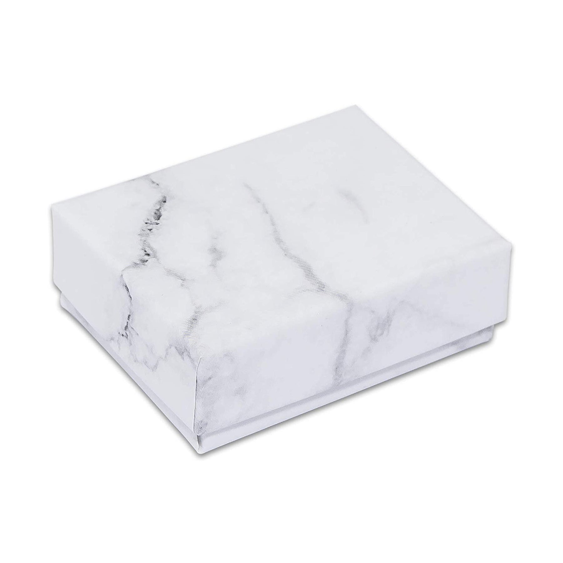 1 15/16" x 1 1/4" x 11/16" Marble White Cotton Filled Paper Box