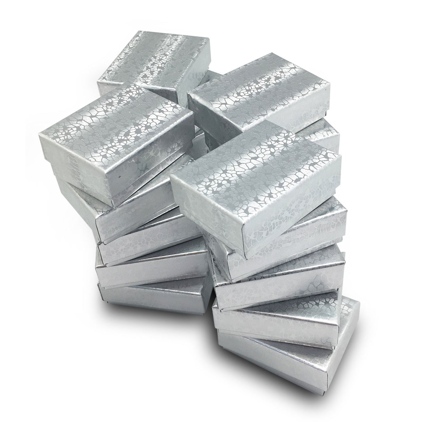 1 7/8"Wx 1 1/4"Dx 5/8"H Silver Cotton Filled Paper Box