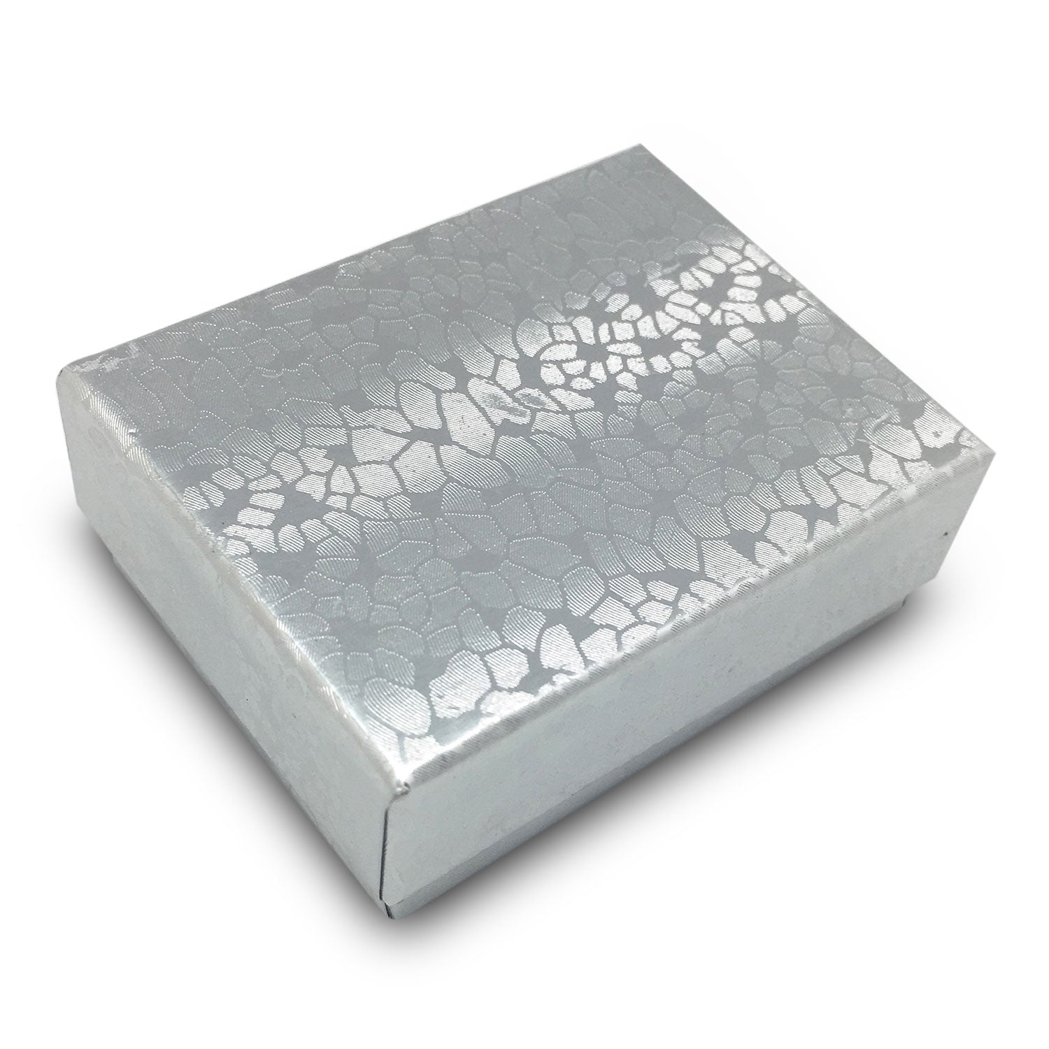 1 7/8"Wx 1 1/4"Dx 5/8"H Silver Cotton Filled Paper Box