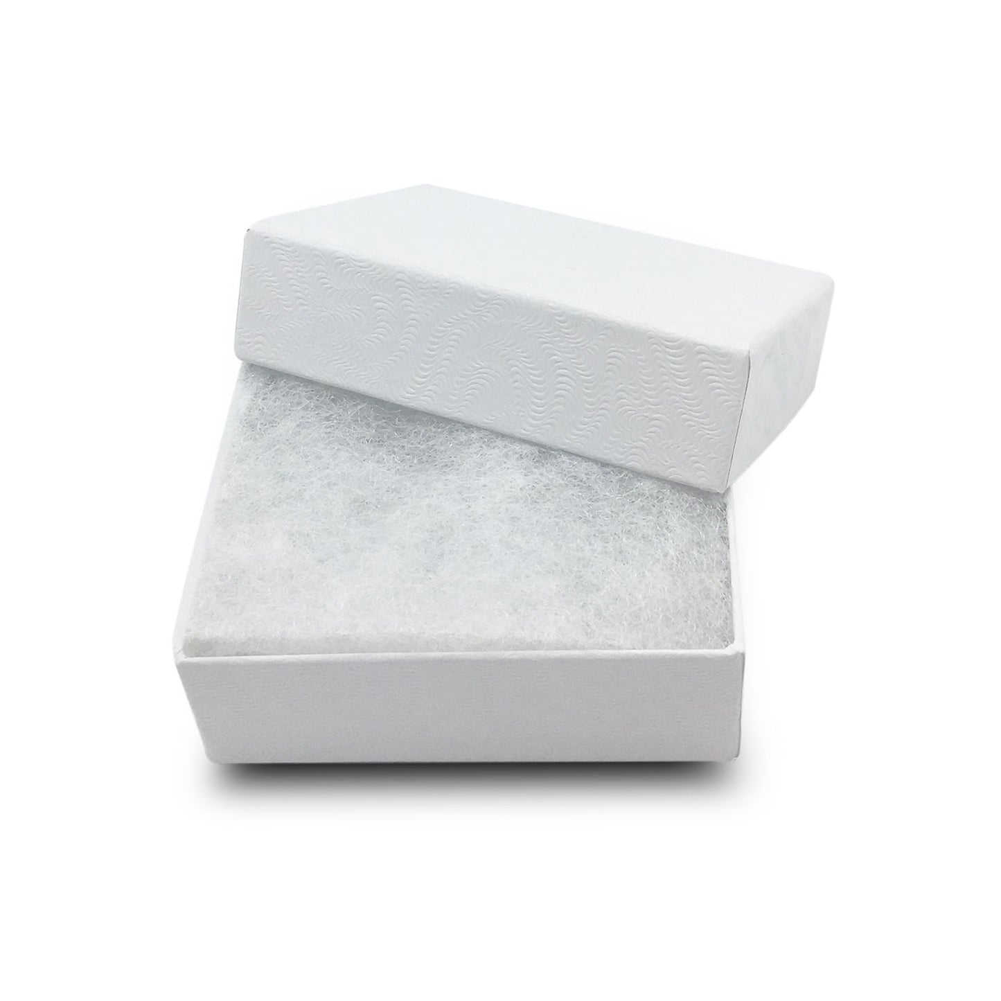 1 7/8" x 1 1/4" x 5/8" White Swirl Cotton Filled Paper Box