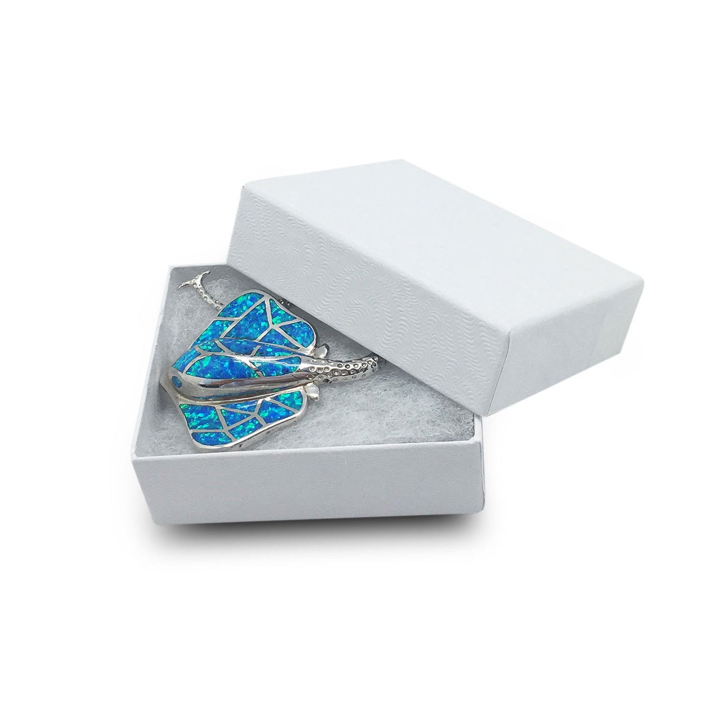 1 7/8" x 1 1/4" x 5/8" White Swirl Cotton Filled Paper Box