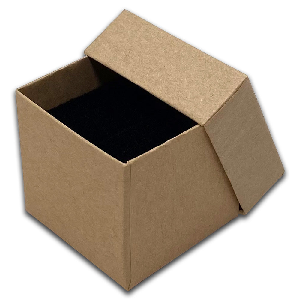 1 9/16" x 1 9/16" Kraft Paper Ring Box with Black Foam Insert