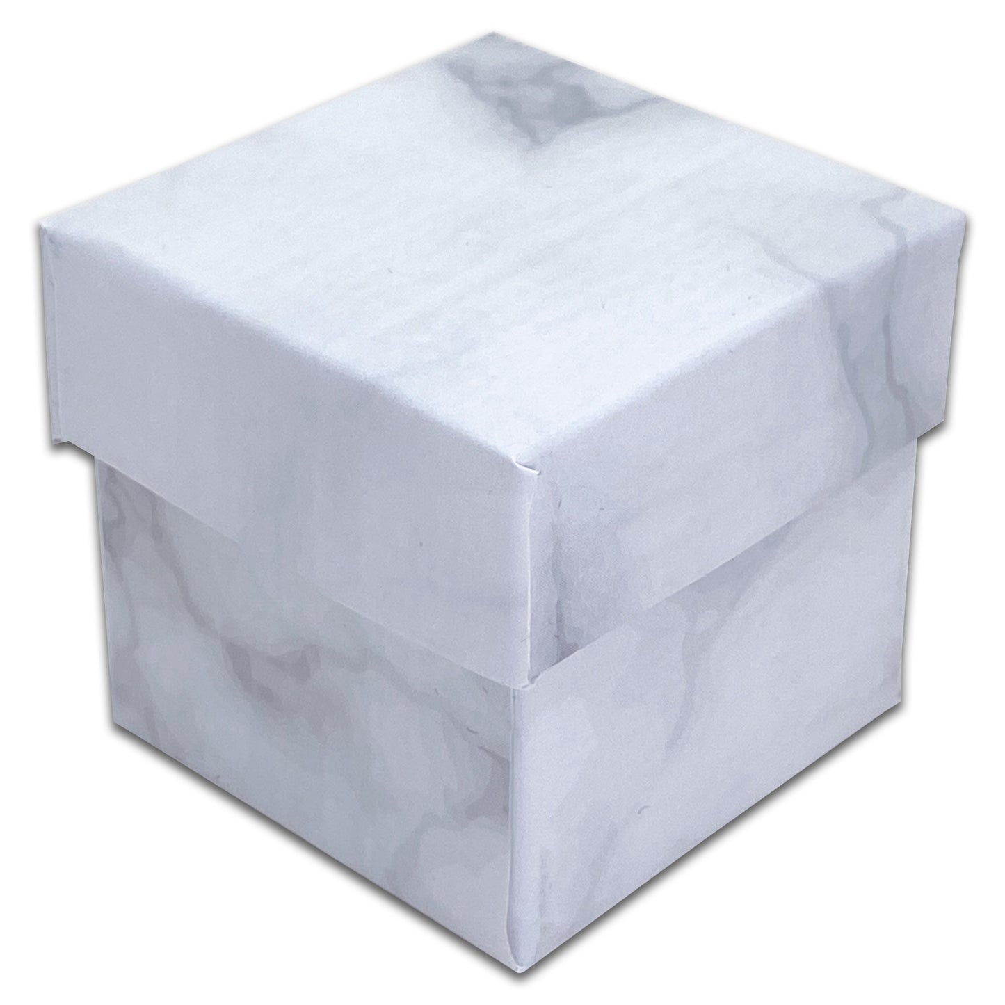 1 9/16" x 1 9/16" Marble White Paper Ring Box with Black Foam Insert