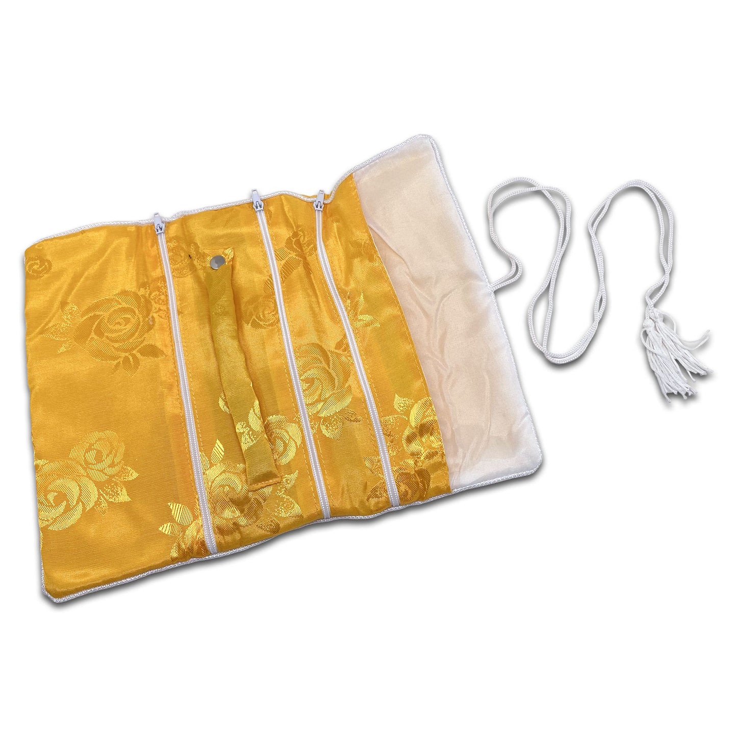 11 1/2" x 8 1/2" Yellow Floral Pattern Jewelry Case Roll