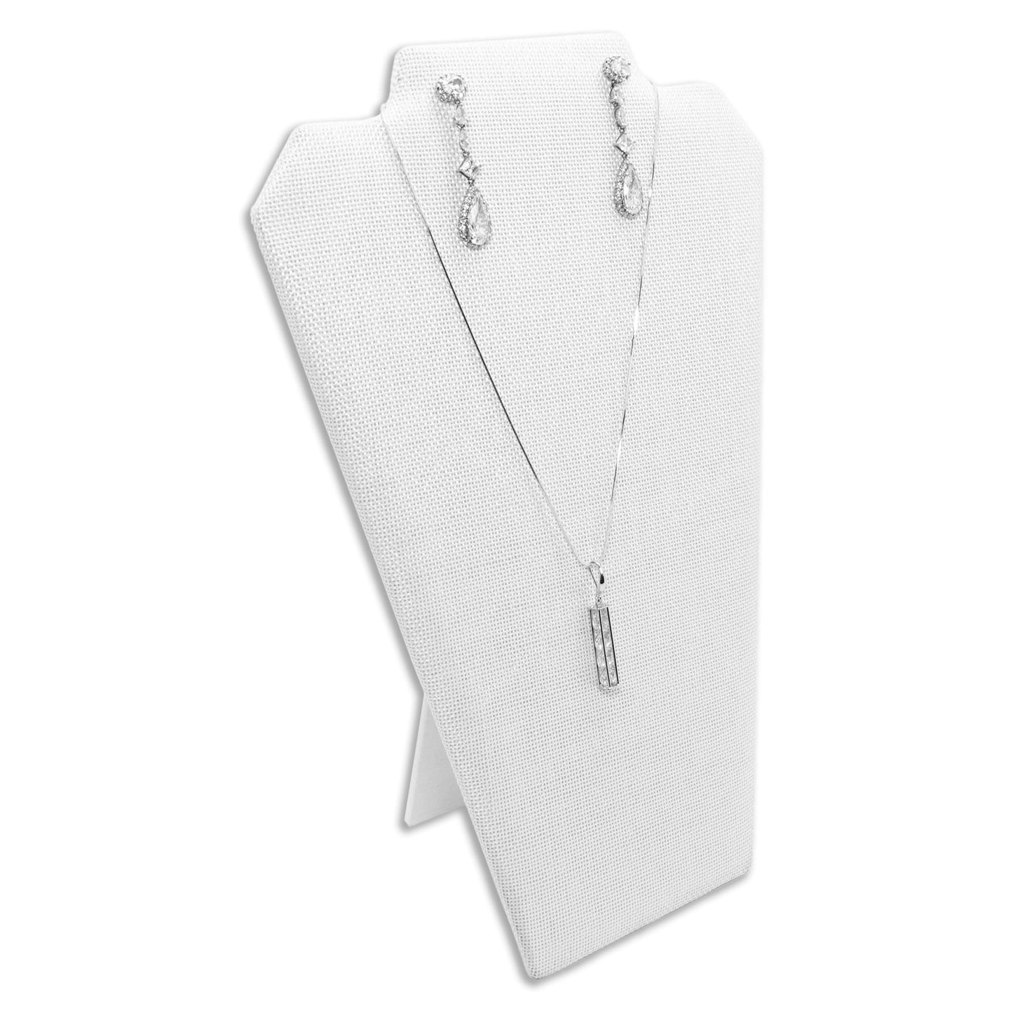 12 1/2" White Burlap Necklace and Earring Easel Display