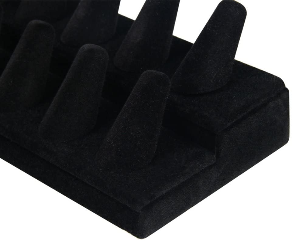 12 Finger Black Velvet Ring Jewelry Display