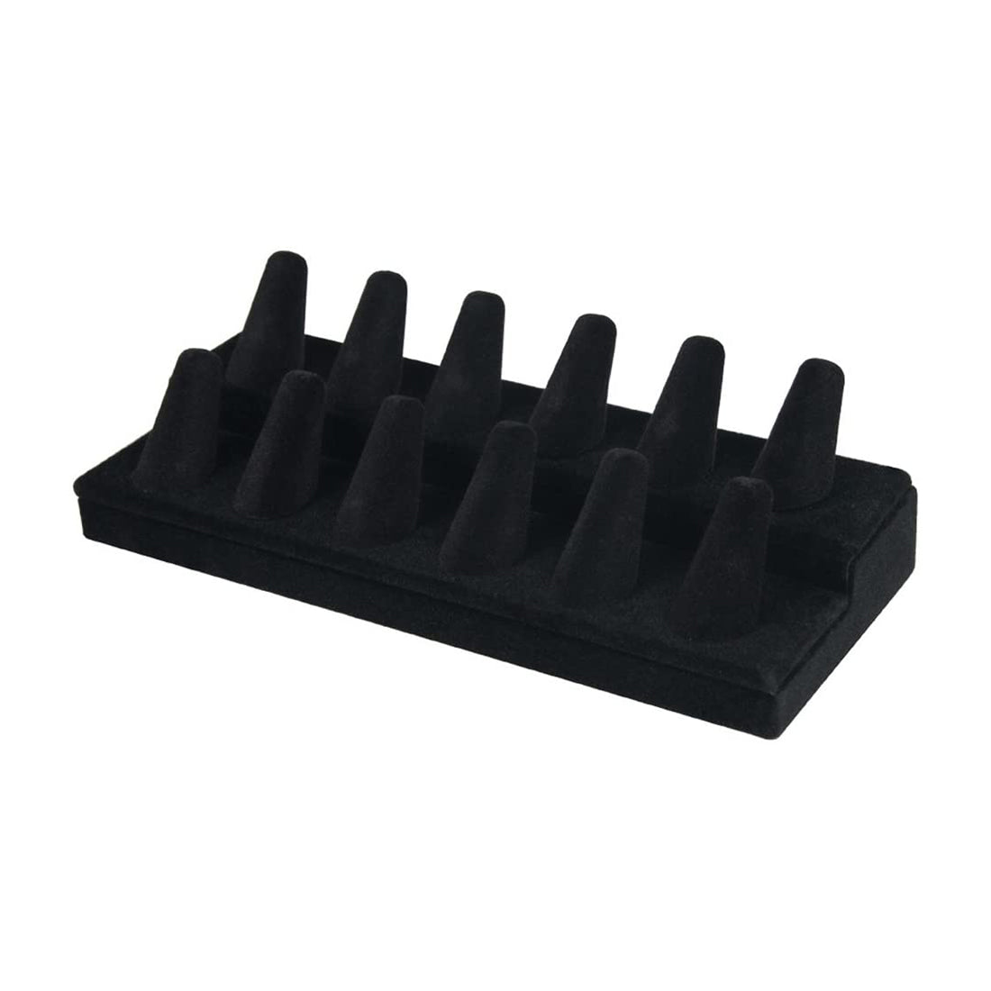 12 Finger Black Velvet Ring Jewelry Display