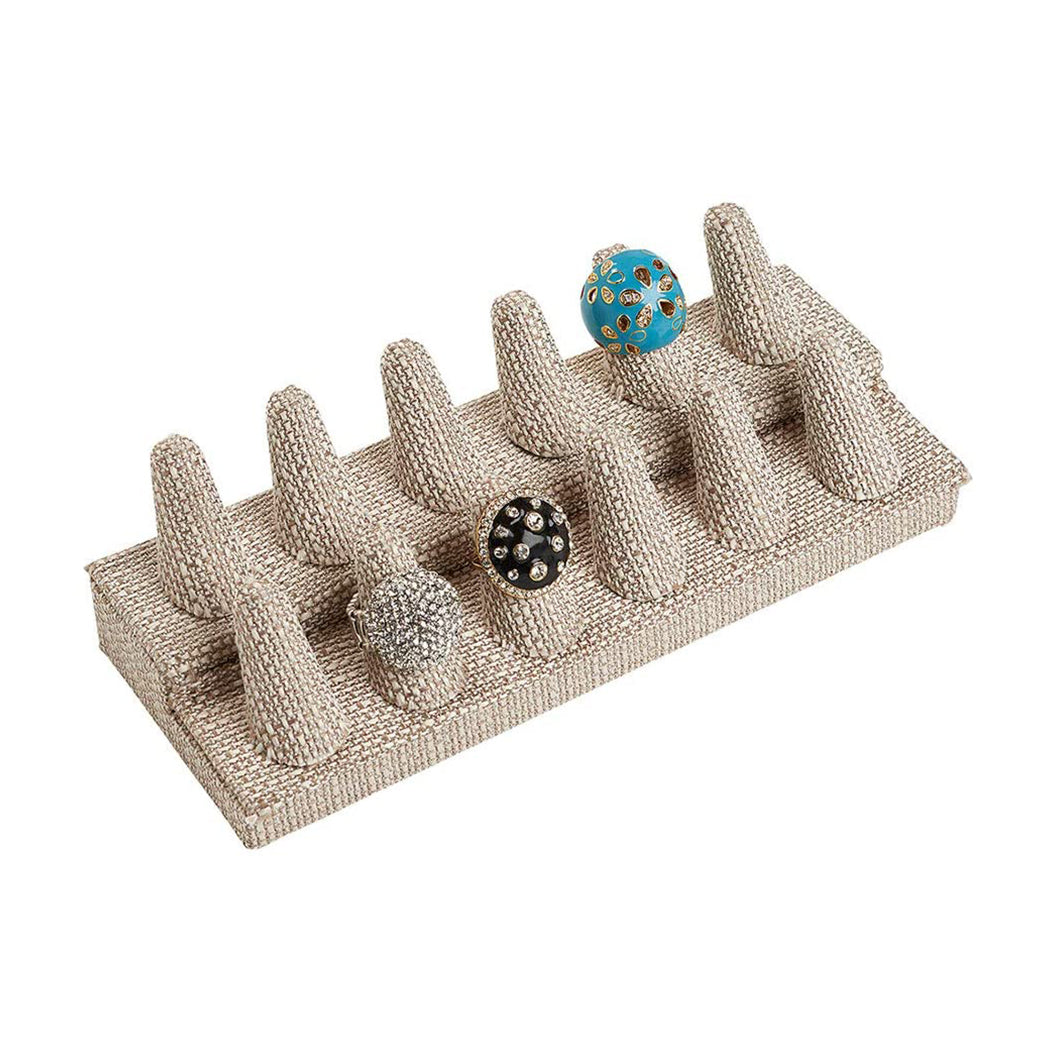 12 Finger Linen Burlap Ring Jewelry Display