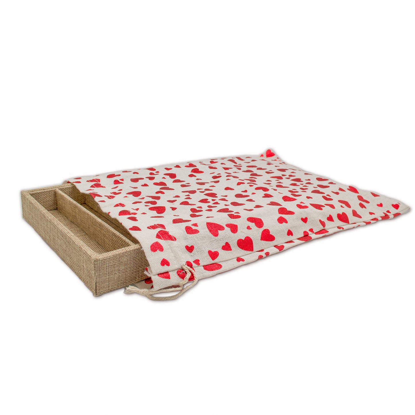 12" x 16" Cotton Muslin Red Heart Drawstring Gift Bags