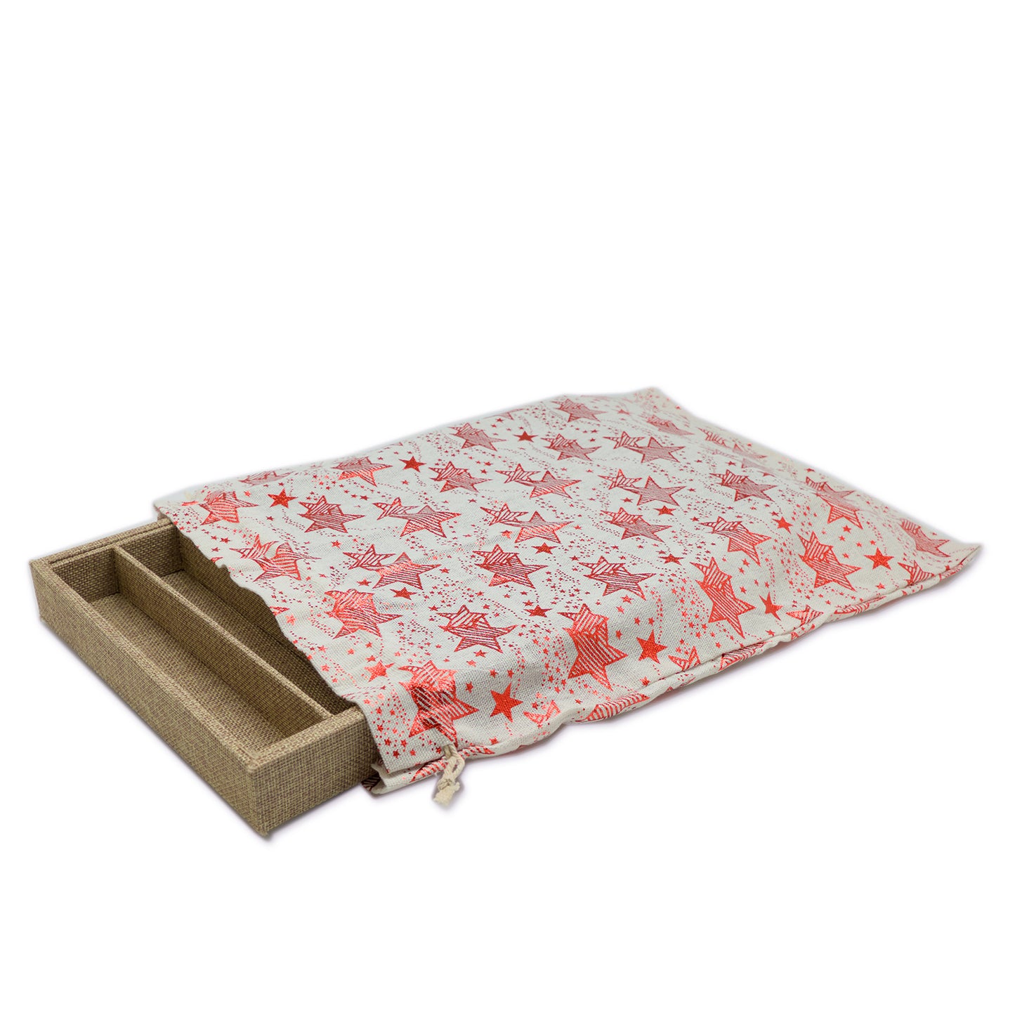 12" x 16" Cotton Muslin Red Star Drawstring Gift Bags
