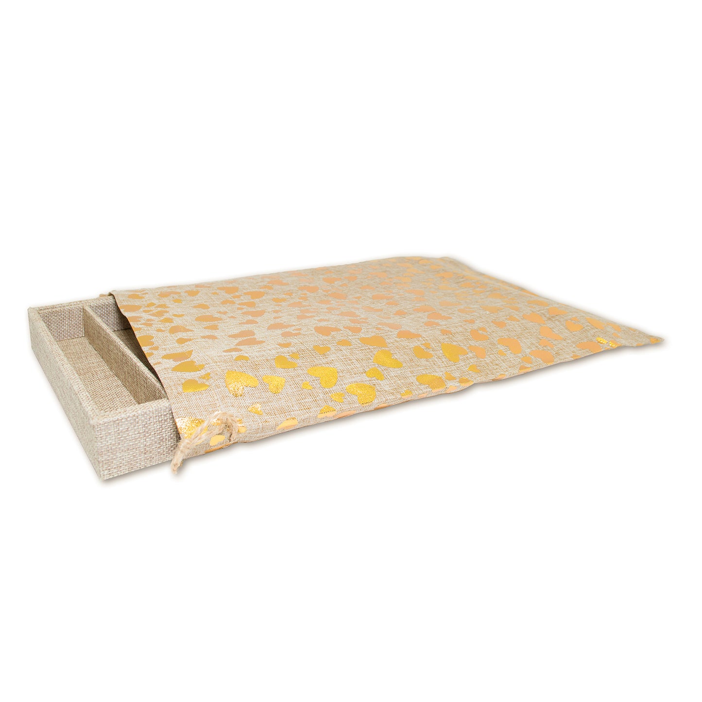 12" x 16" Jute Burlap Gold Heart Drawstring Gift Bags