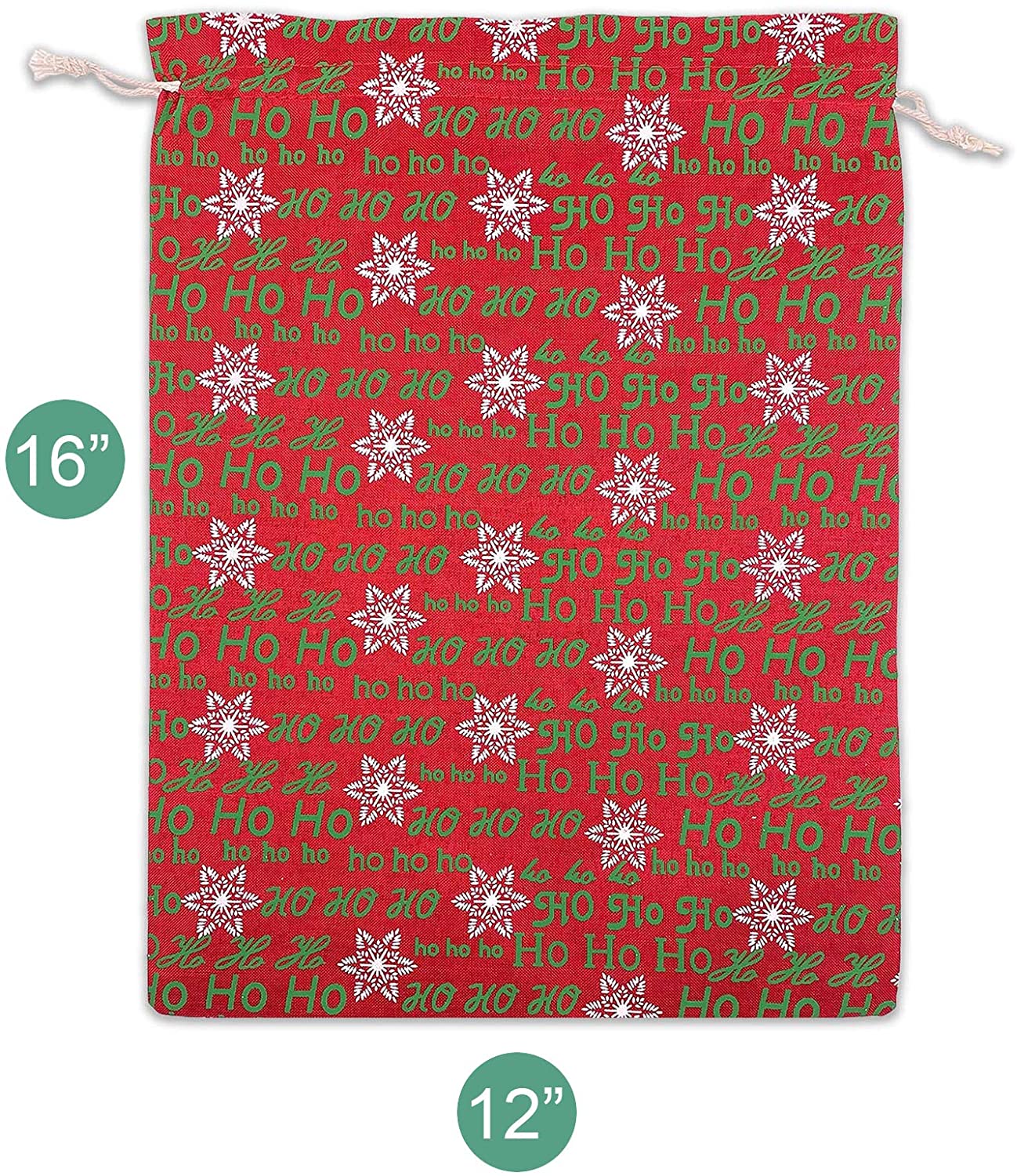12" x 16" Jute Burlap Red Christmas Ho Ho Ho Drawstring Gift Bags