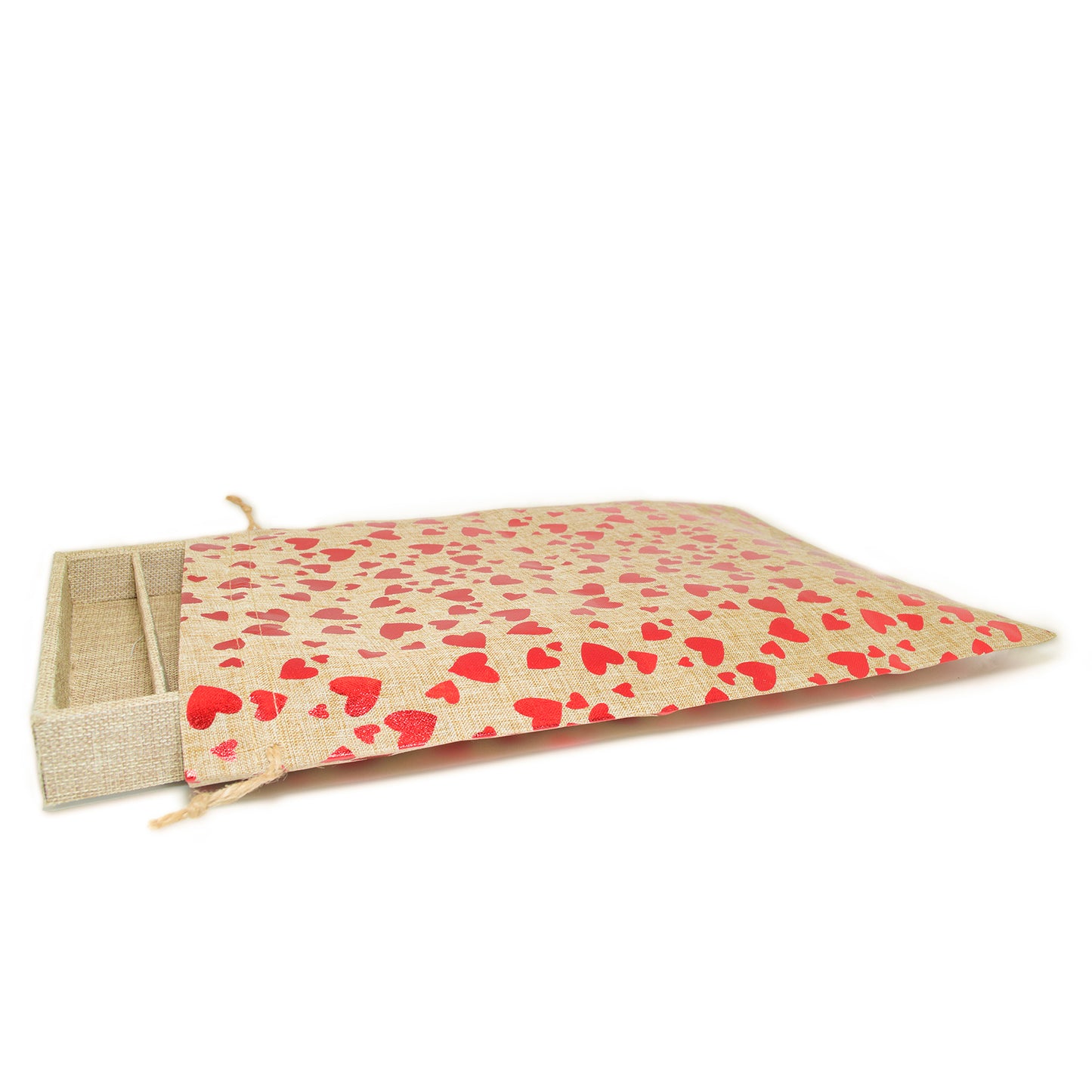 12" x 16" Jute Burlap Red Heart Drawstring Gift Bags