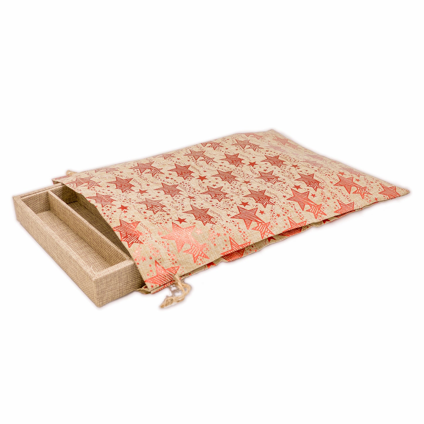 12" x 16" Jute Burlap Red Star Drawstring Gift Bags