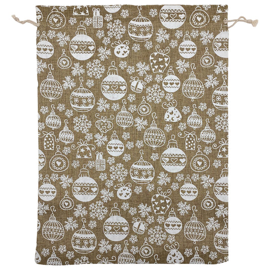 12" x 16" Jute Burlap White Christmas Ornament Drawstring Gift Bags
