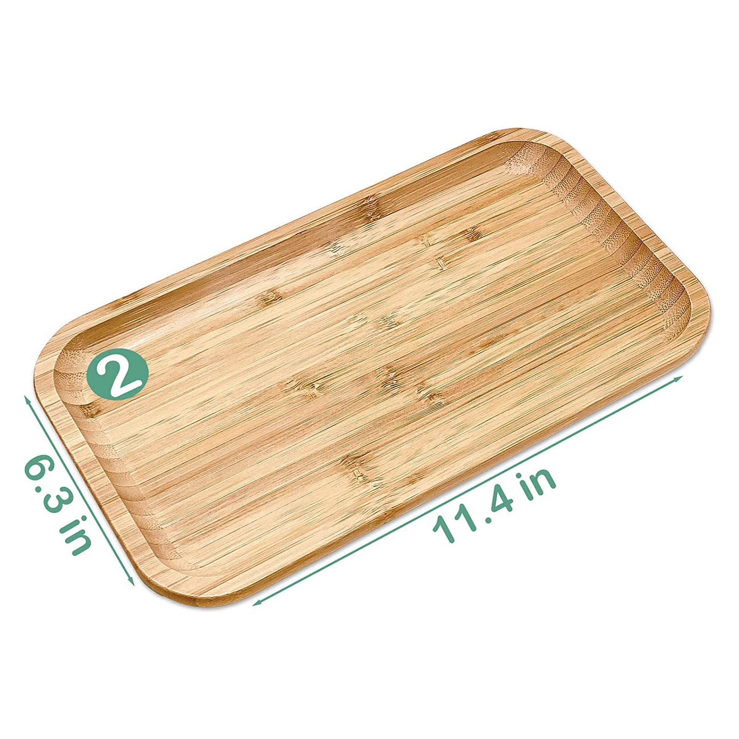 12" x 6" Natural Bamboo Minimalist Rectangular Serving Tray