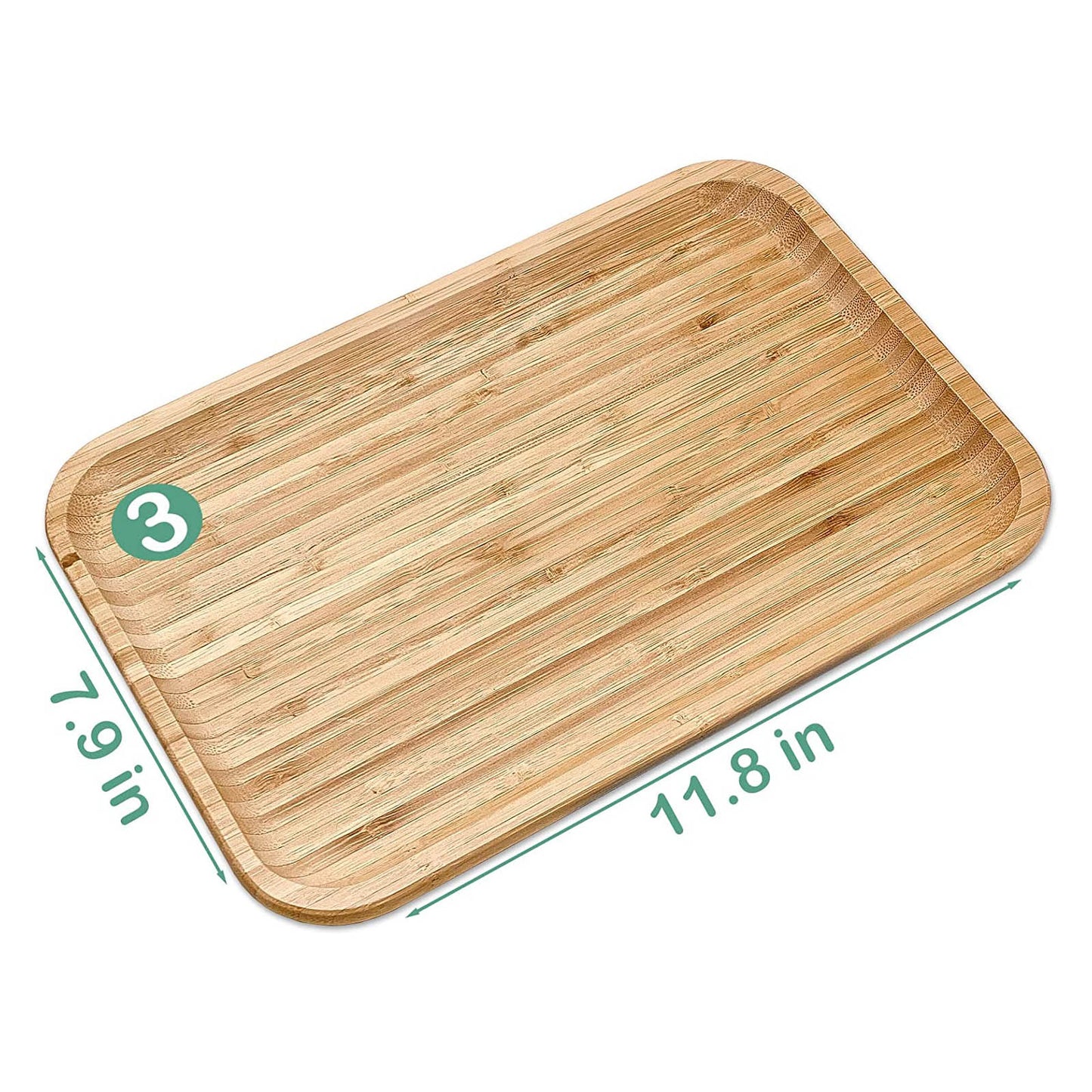 12" x 8" Natural Bamboo Minimalist Rectangular Serving Tray