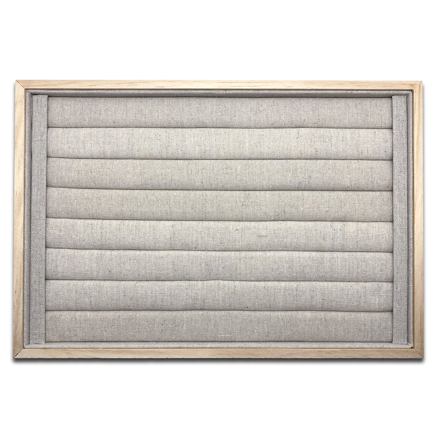 13 3/4" x 9 1/4" Natural Wood Tray with 8 Roll Linen Insert for Rings