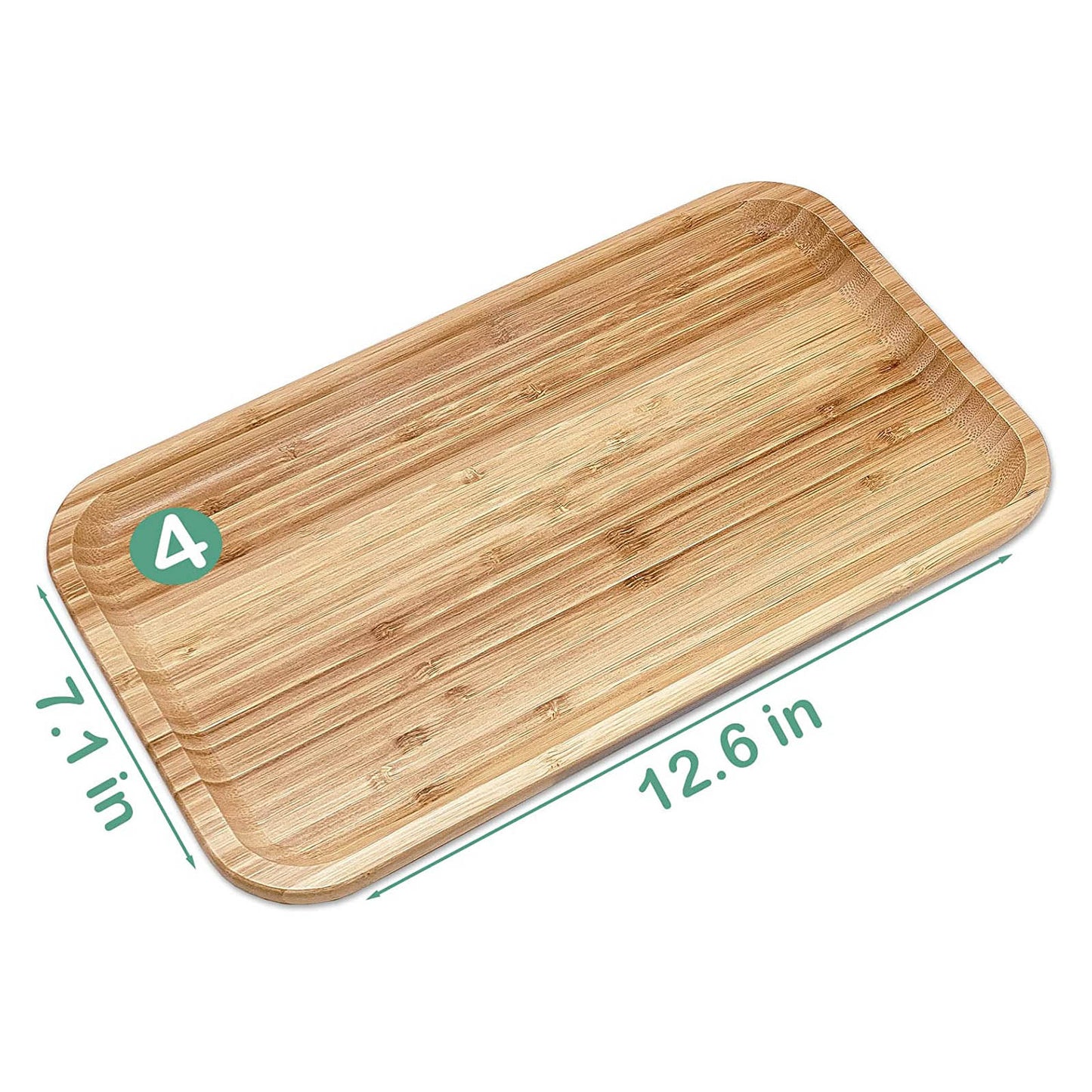 13" x 7" Natural Bamboo Minimalist Rectangular Serving Tray