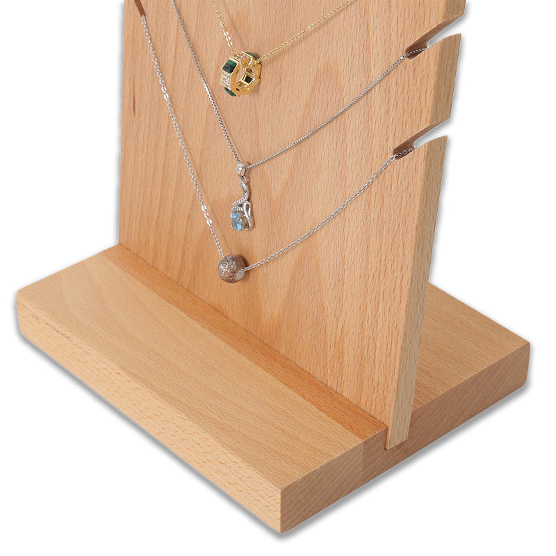 14" Natural Wood Self Standing Necklace Jewelry Display