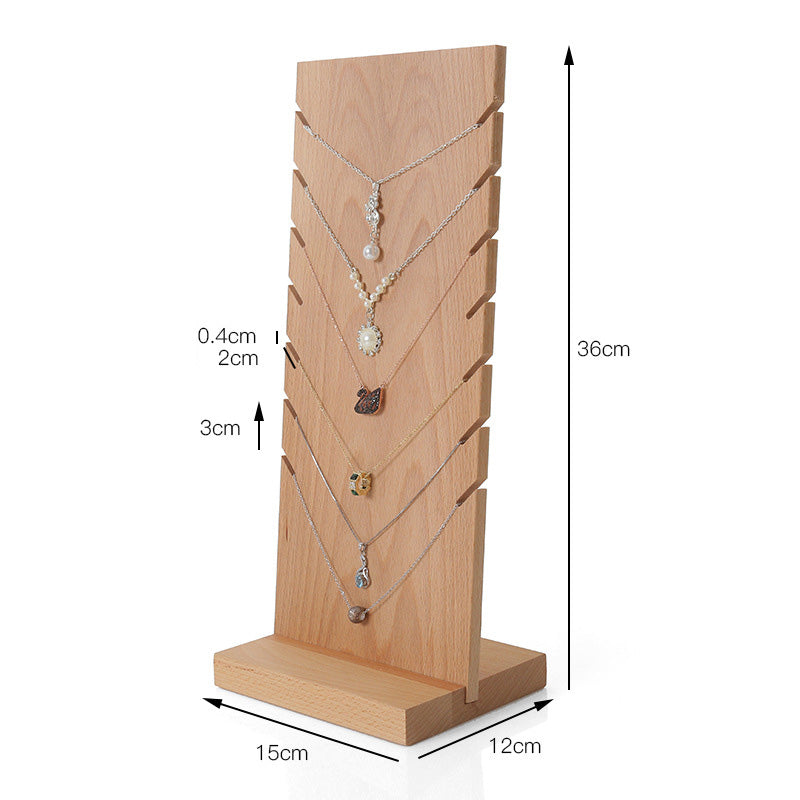 14" Natural Wood Self Standing Necklace Jewelry Display