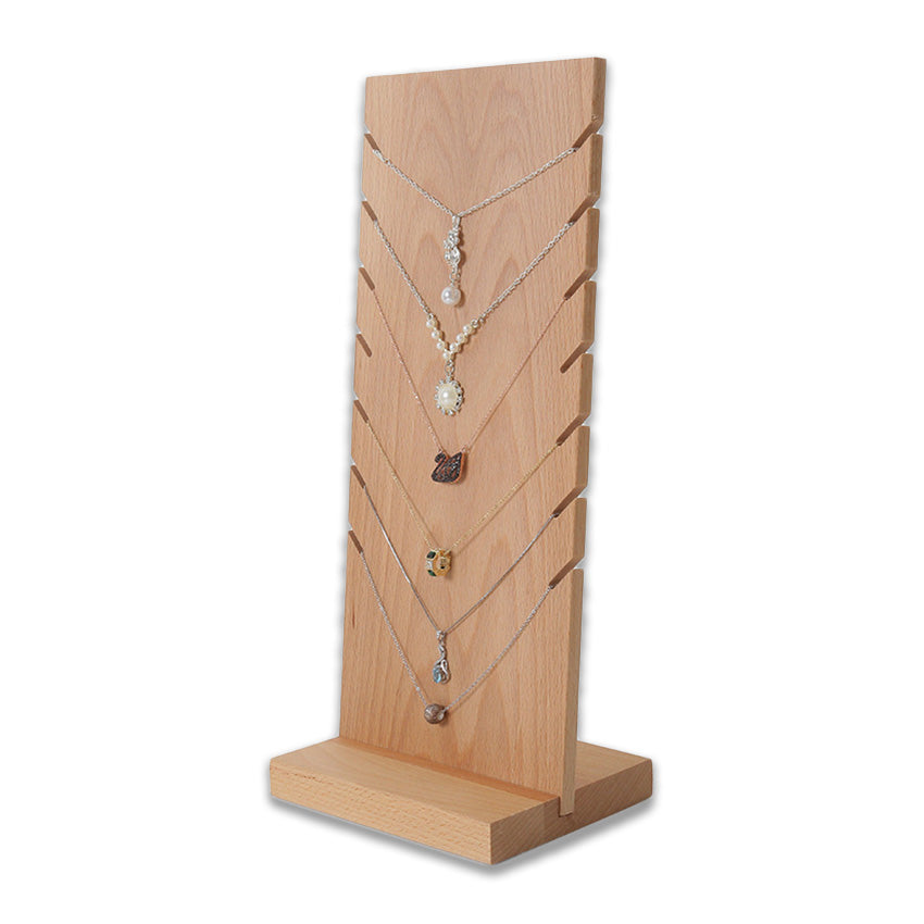 14" Natural Wood Self Standing Necklace Jewelry Display