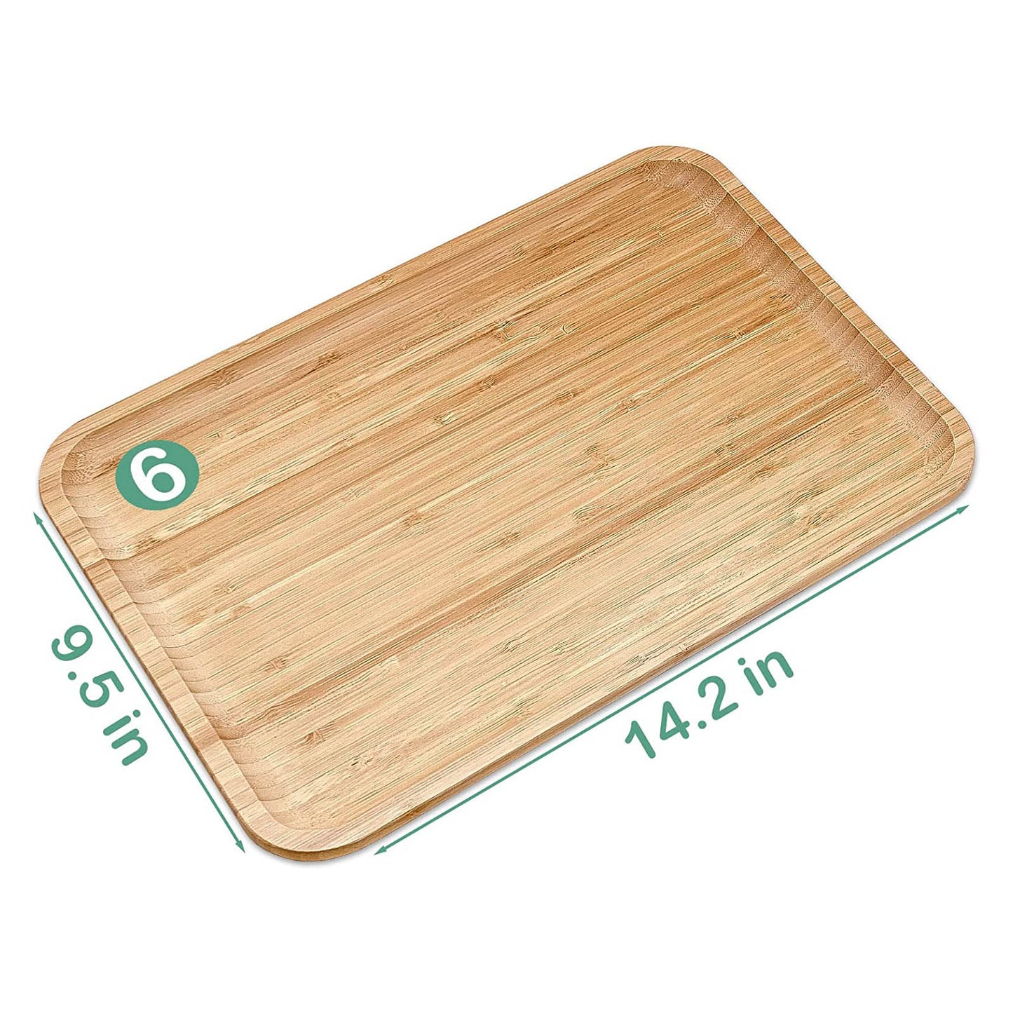 14" x 10" Natural Bamboo Minimalist Rectangular Serving Tray