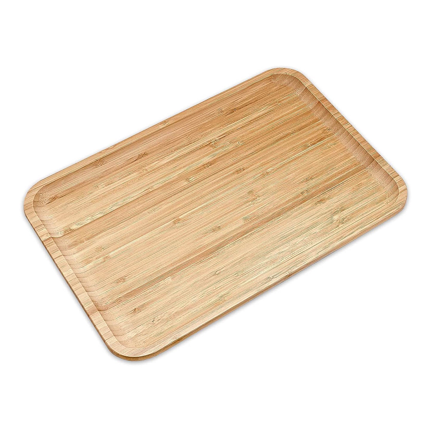 14" x 10" Bam & Boo Natural Bamboo Minimalist Rectangular Serving Tray