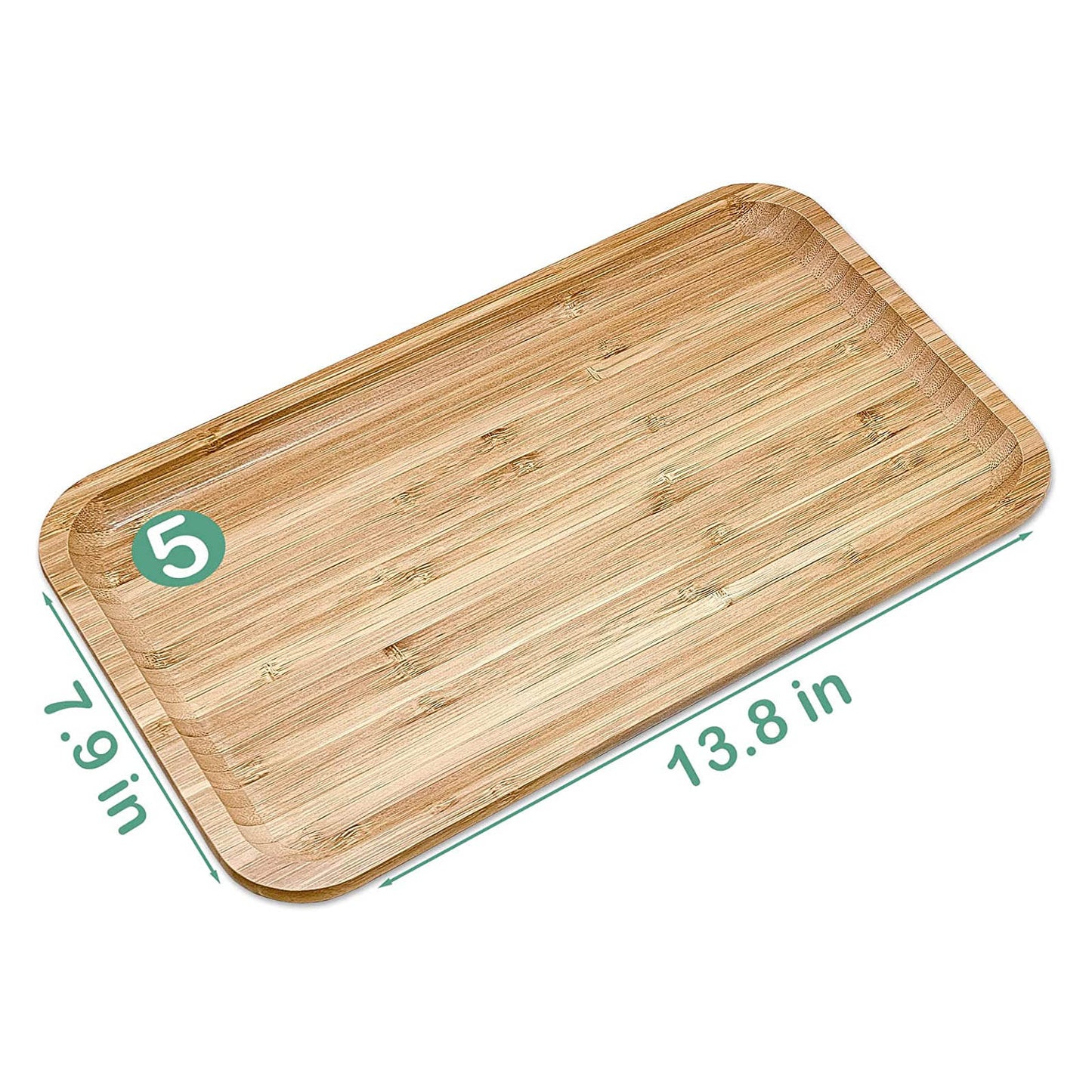 14" x 8" Natural Bamboo Minimalist Rectangular Serving Tray