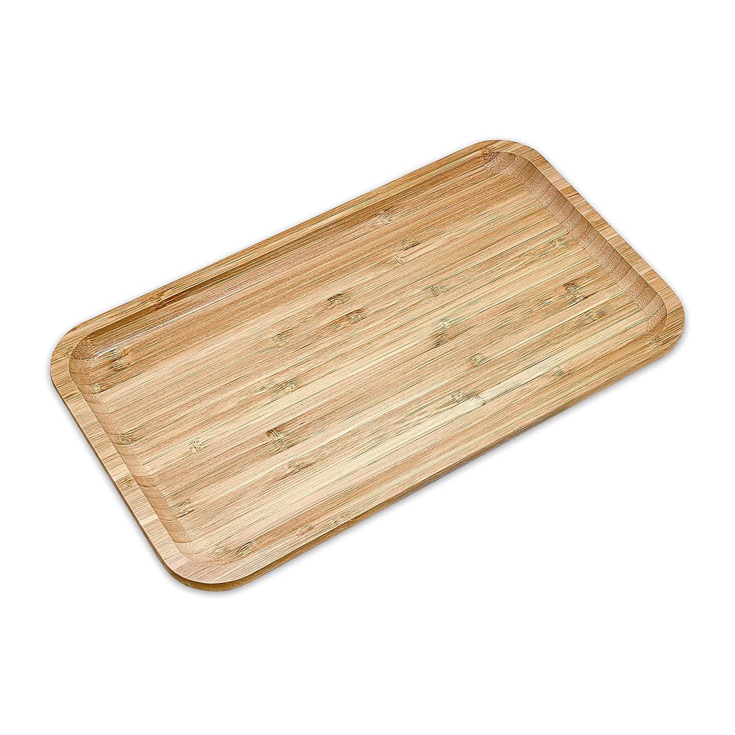 14" x 8" Bam & Boo Natural Bamboo Minimalist Rectangular Serving Tray