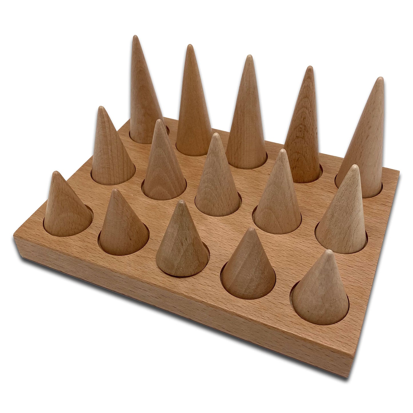 15 Finger Natural Wood Ring Holder Jewelry Display