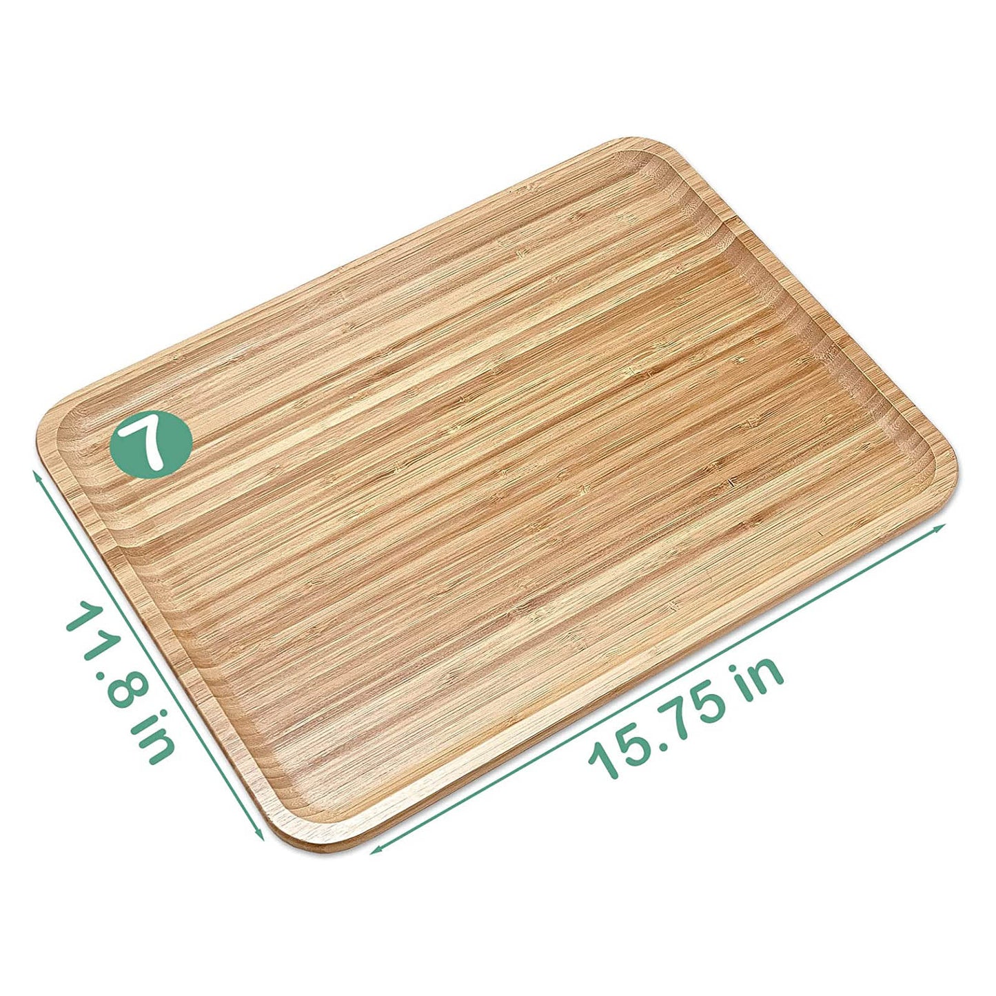 16" x 12" Natural Bamboo Minimalist Rectangular Serving Tray