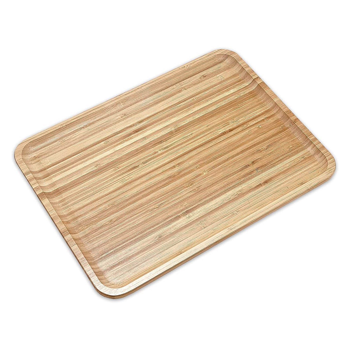 16" x 12" Bam & Boo Natural Bamboo Minimalist Rectangular Serving Tray