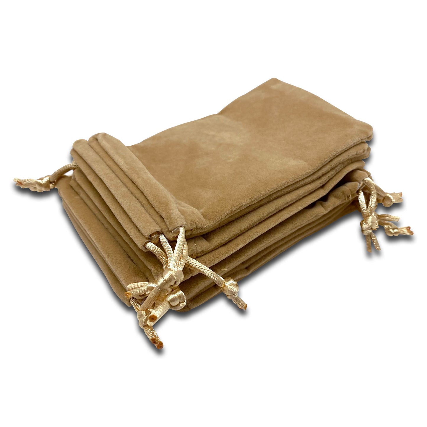 3" x 4 1/2" Golden Brown Velvet Drawstring Pouch (12-Pack)