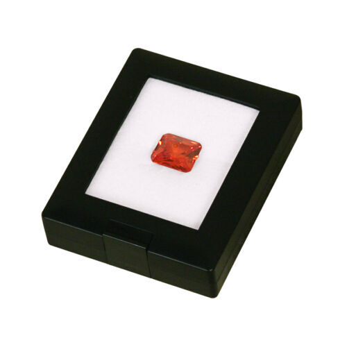 2 1/4" x 2 3/4" Black Plastic Gem Box with Glass Window Lid and Easel