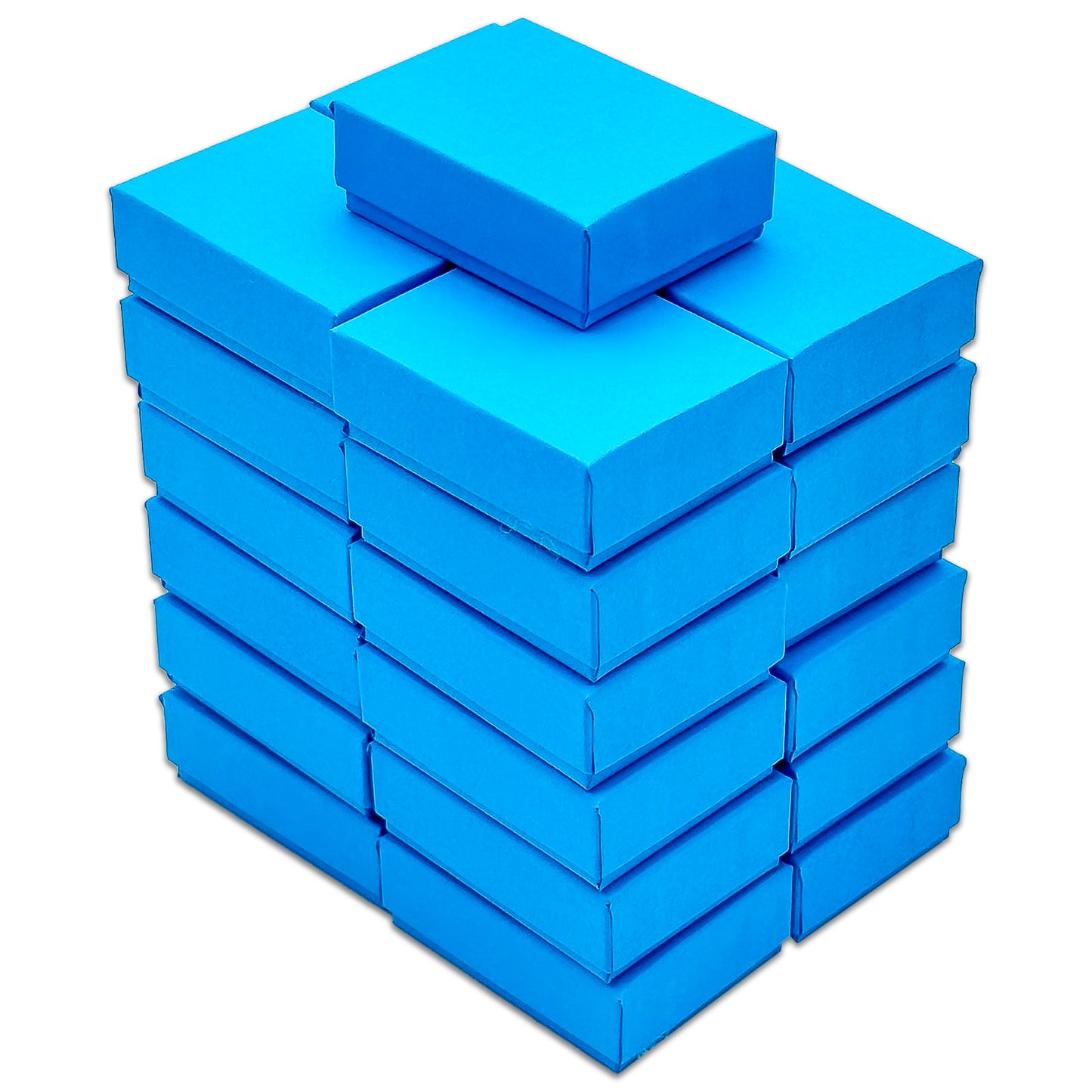 2 1/8" x 1 5/8" x 3/4" Azure Blue Cotton Filled Paper Box