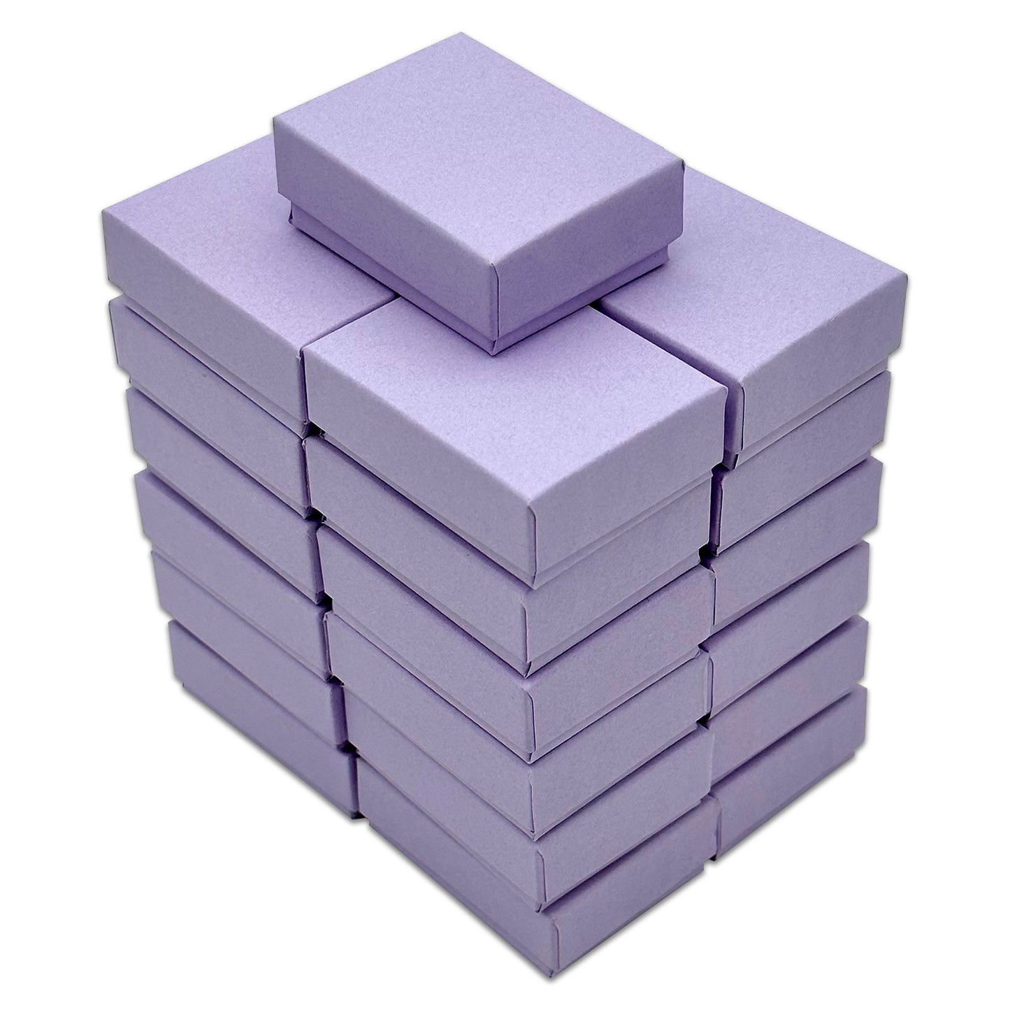 2 1/8" x 1 5/8" x 3/4" Light Lavender Cotton Filled Paper Box
