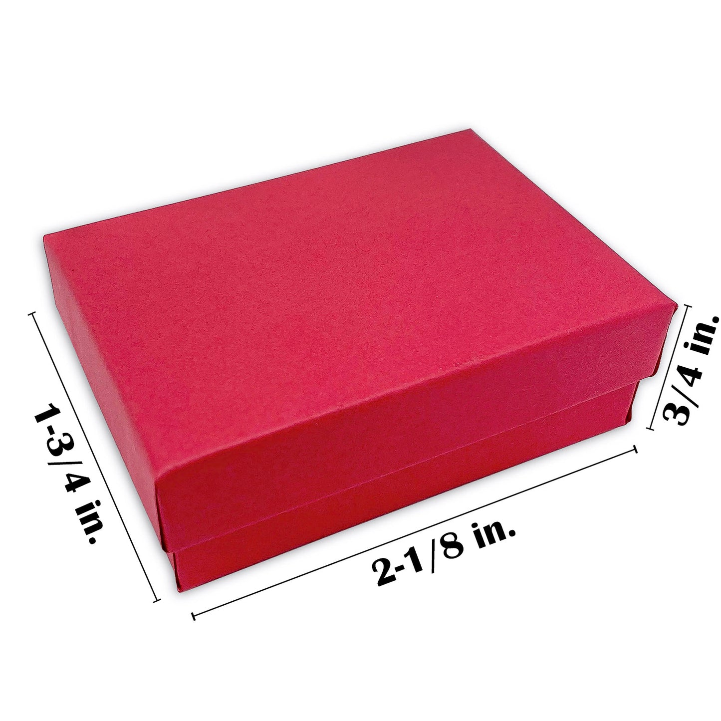 2 1/8" x 1 5/8" x 3/4" Matte Red Cotton Filled Paper Box