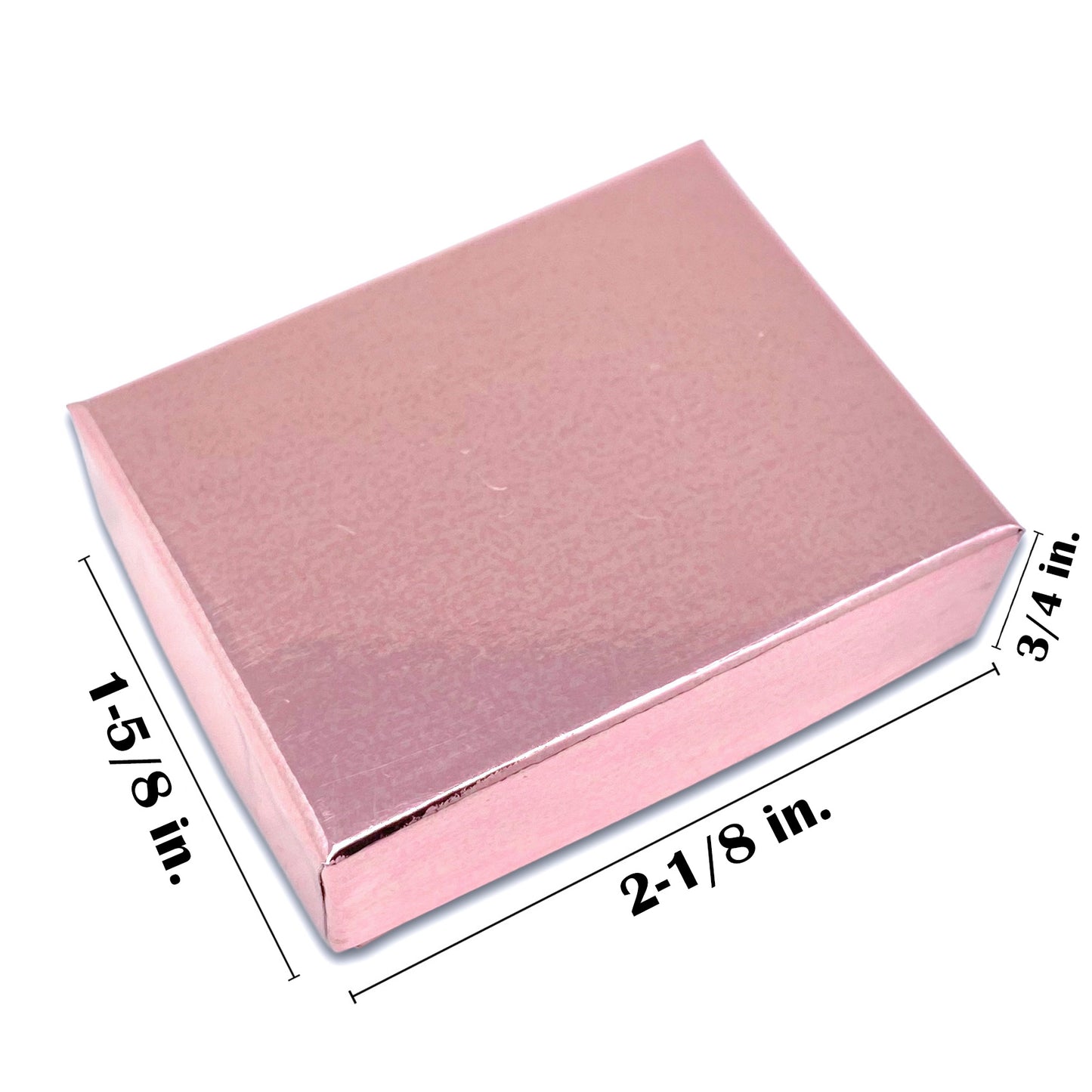 2 1/8" x 1 5/8" x 3/4" Metallic Rose Gold Cotton Filled Paper Box