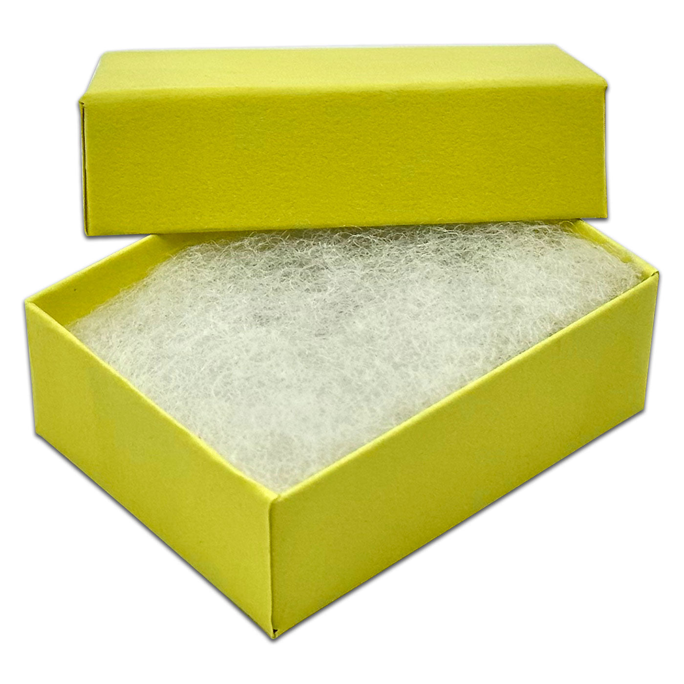 2 1/8" x 1 5/8" x 3/4" Mustard Yellow Cotton Filled Paper Box