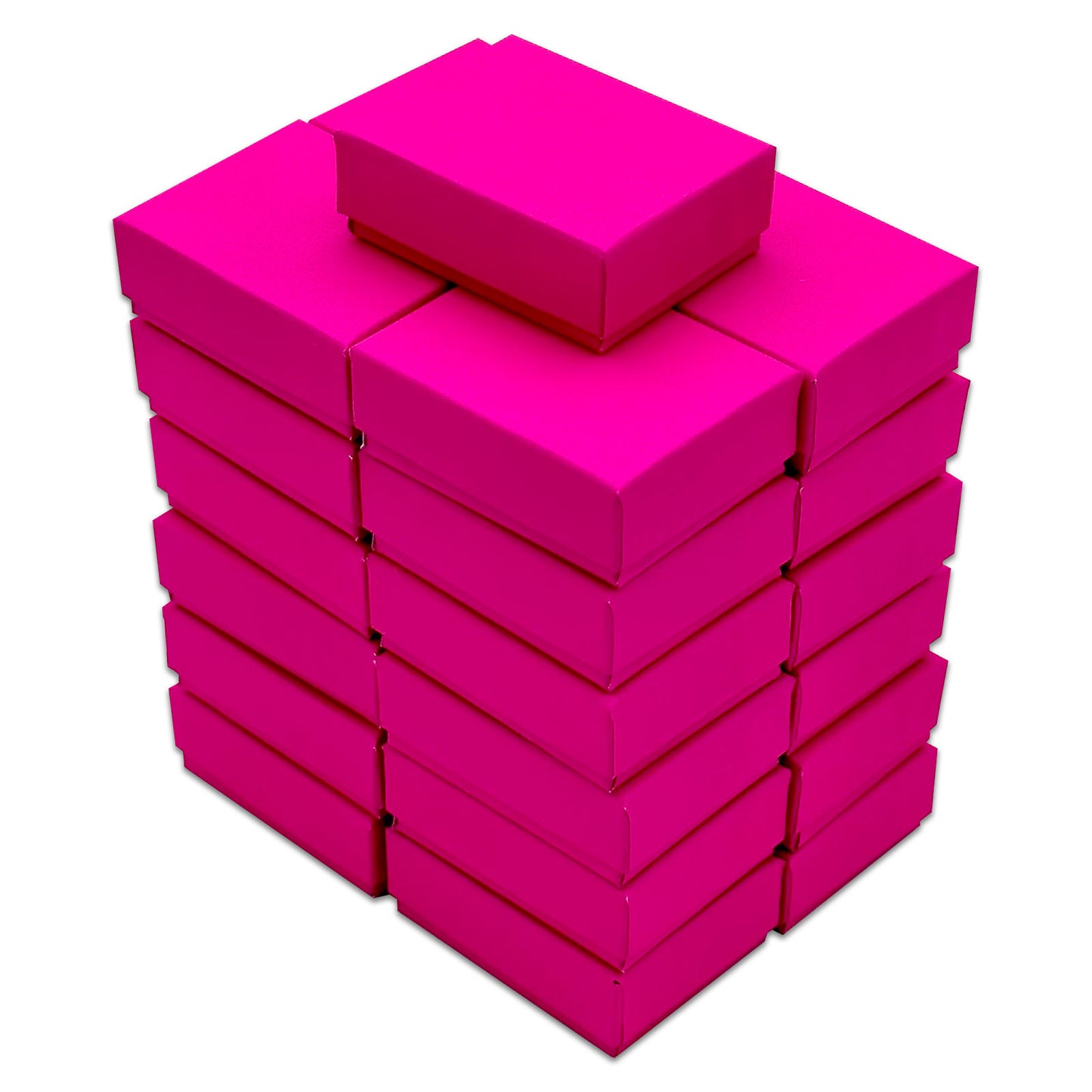 2 1/8" x 1 5/8" x 3/4" Neon Fuchsia Cotton Filled Paper Box